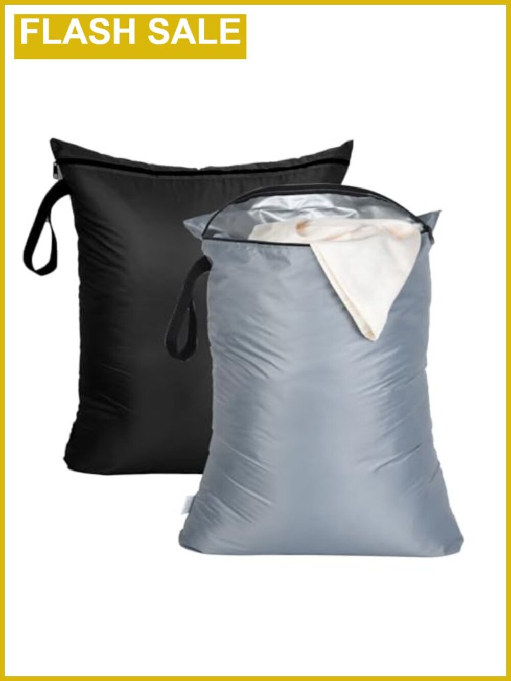 2 Pack Large Waterproof Wet Bag Reusable Travel Gym Beach Swimsuit Zipper